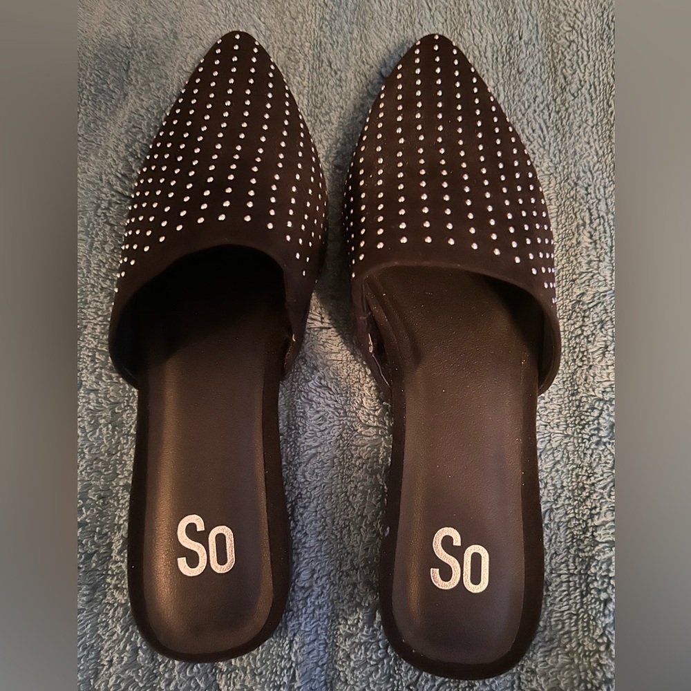 SO black slip on flats. Size 6. Excellent condition. Worn once.